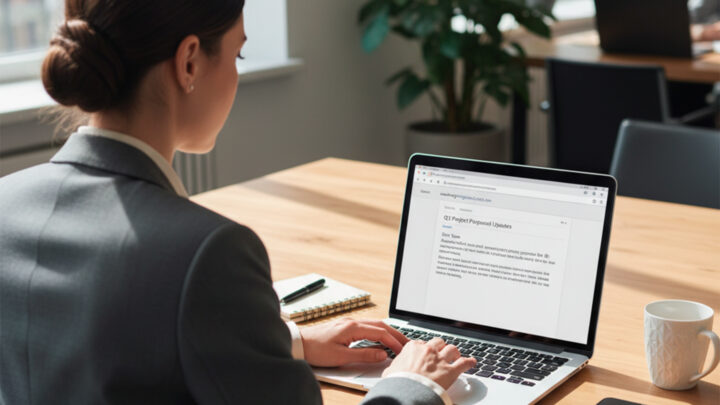 big-brain-languages-article-business-english-professional-email Business professional writing an email in English