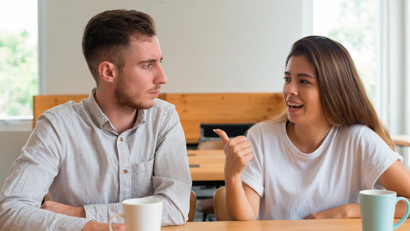 Student reacting confused to a strange British idiom